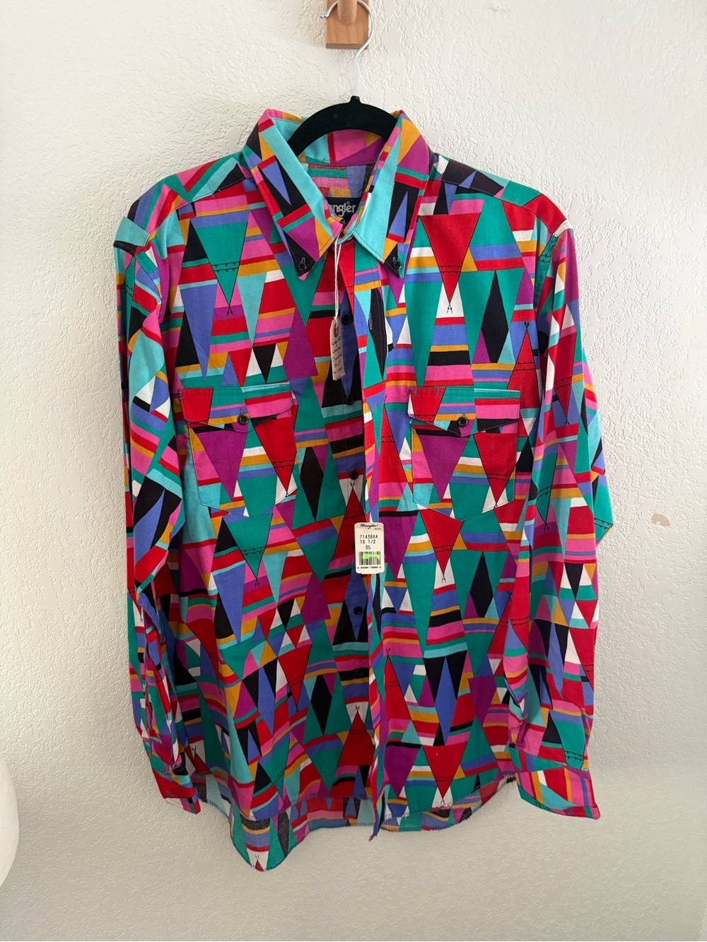 NWT Wrangler brush popper Multicolor Geometric Button-Down Shirt